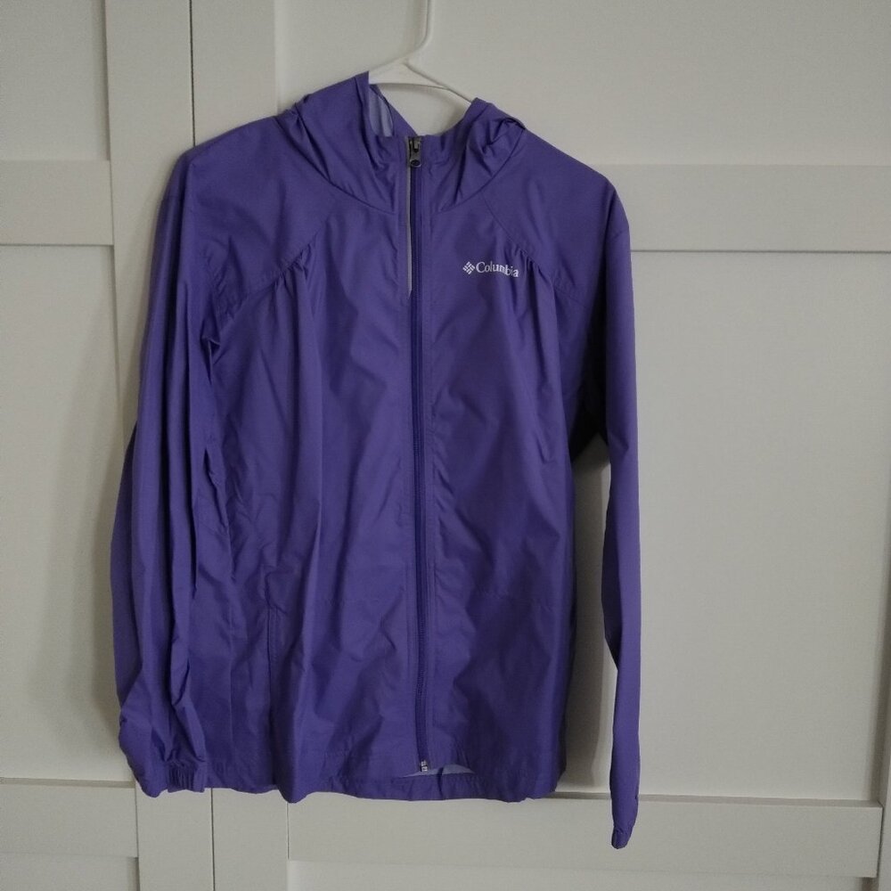 Purple Columbia hooded rain jacket